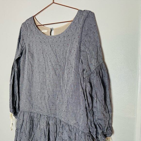 PAPER CROWN Women's Gray Speckled Copper Ties at Wrist Oversized Dress Size XS - Picture 3 of 9